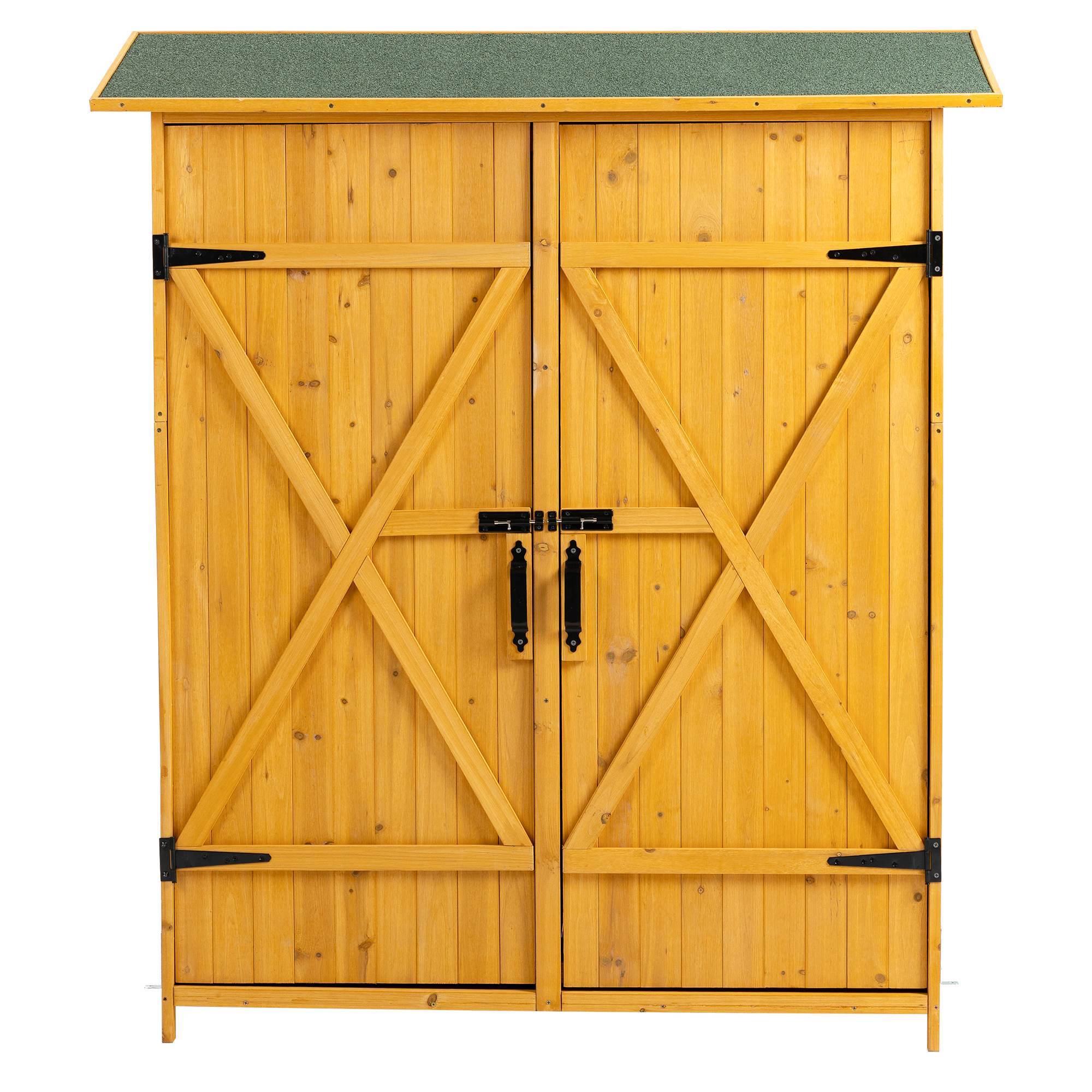 56L X 19.5W X 64H In Outdoor Storage Shed With Lockable Door,Wooden Tool Storage Shed With Detachable Shelves And Pitch Roof - Outdoor Chilling