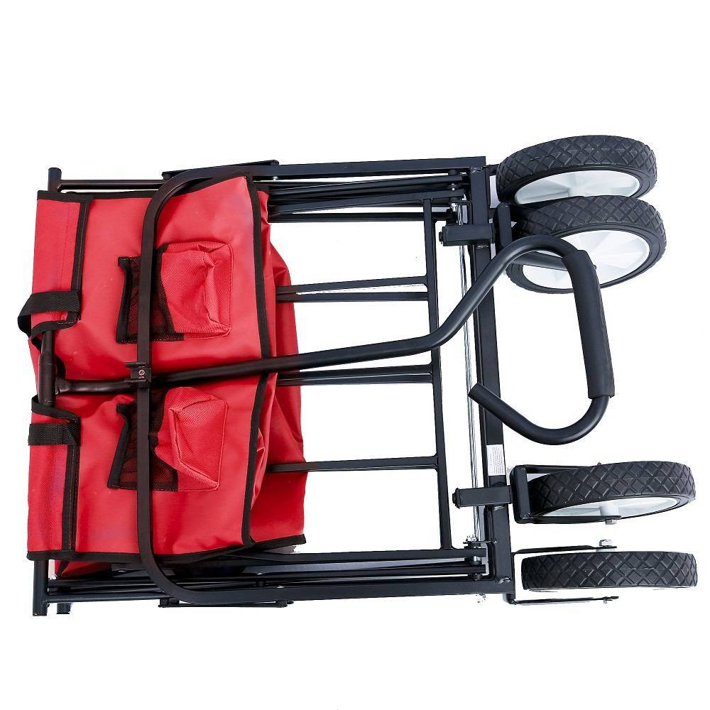 Folding Wagon Garden Shopping Beach Cart Red - Outdoor Chilling