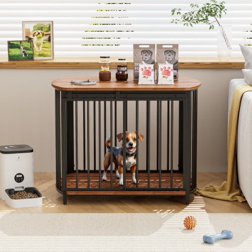 31.5 Furniture Style Dog Crate For Small And Medium Dogs, Wooden Cage Indoor Kennel Furniture, Modern Dog Crate End Table With Double-Doors - Outdoor Chilling