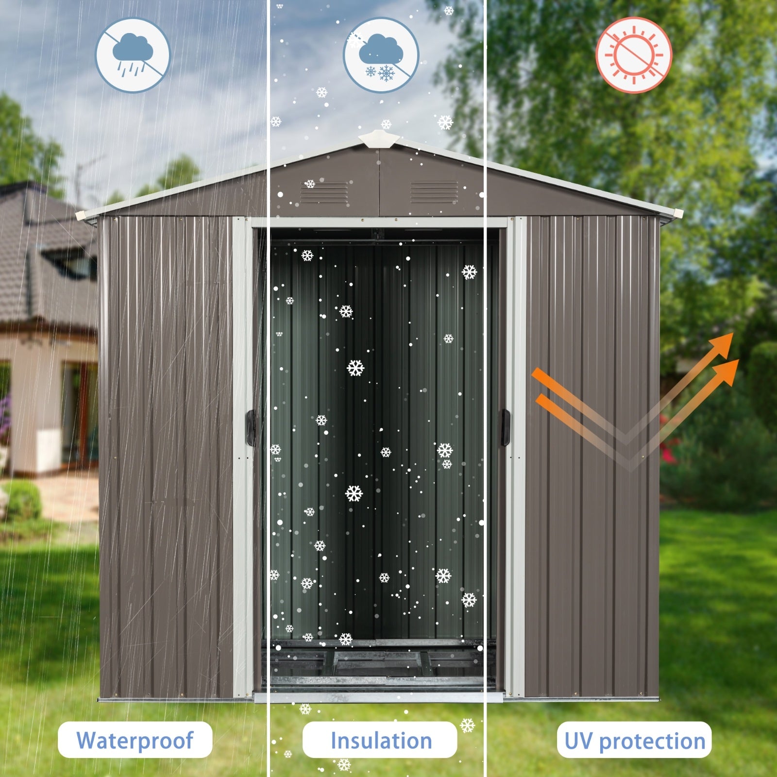 8ft X 4ft Outdoor Metal Storage Shed - Outdoor Chilling