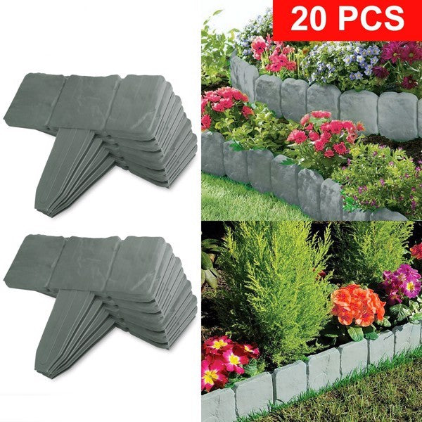 Garden Edge, Imitation Stone Effect Garden Lawn Edge, Non Digging Flexible Lawn Edge, And Flower Bed Edge Gray -20 - Outdoor Chilling
