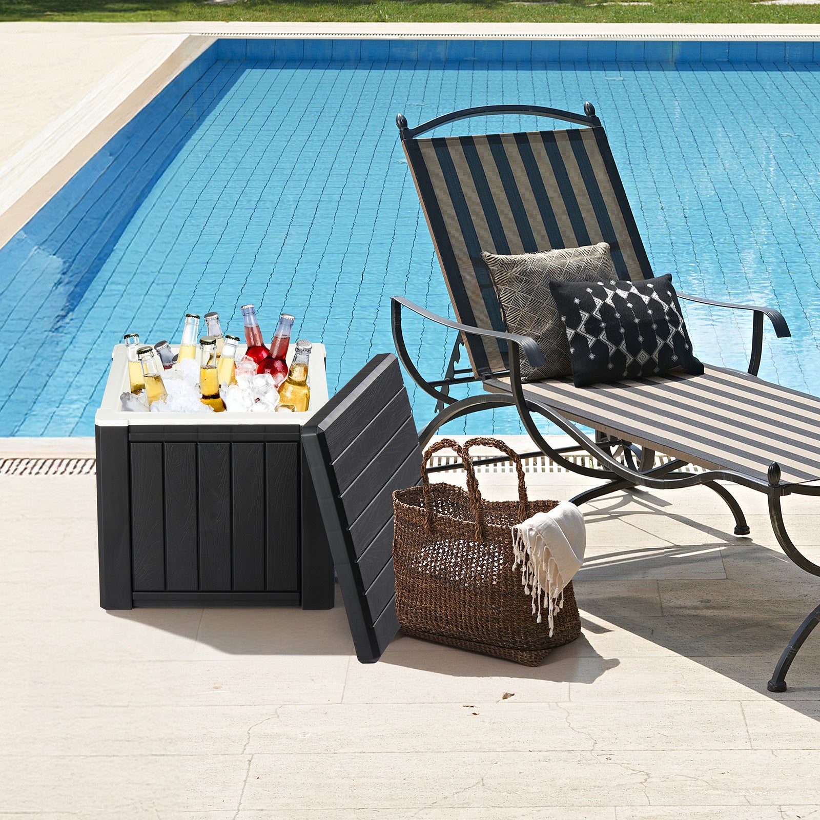 10 Gallon Cooler Side Table, Multi-purpose Ice Cooler Outdoor Cocktail Side Table For Camping, Picnic, Beach, Pool, Party - Outdoor Chilling