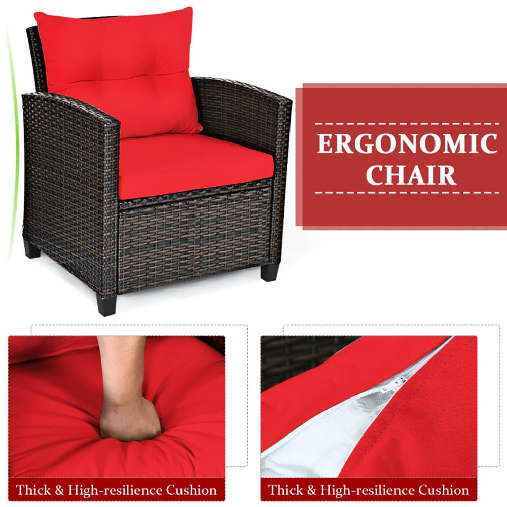 3 Pieces Rattan Patio Furniture Set With Washable Cushion - Outdoor Chilling