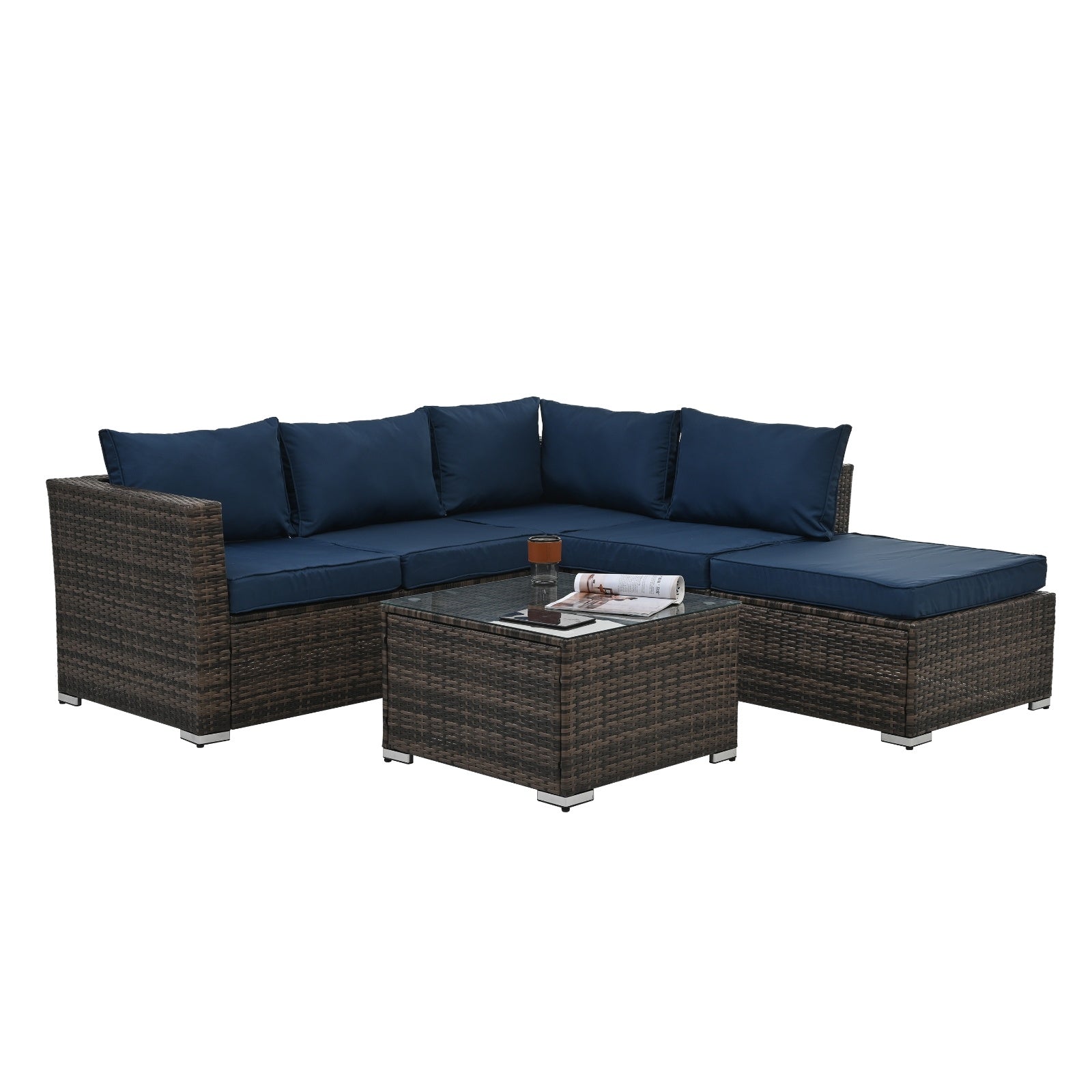 Patio Furniture, Outdoor Furniture, Seasonal PE Wicker Furniture, 4 Set Wicker Furniture With Temper - Outdoor Chilling