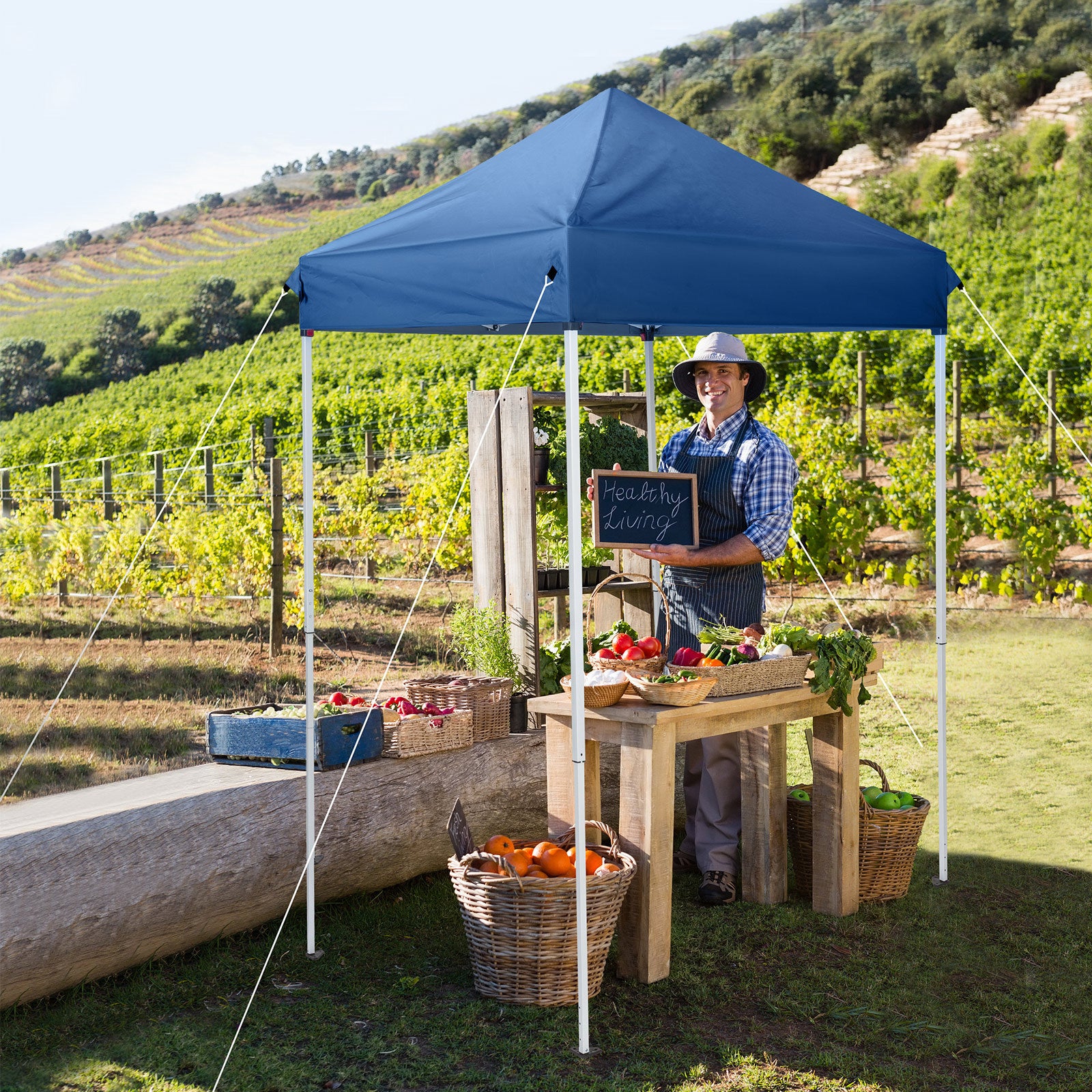 5X5ft Blue, Outdoor Awning, Foldable - Outdoor Chilling
