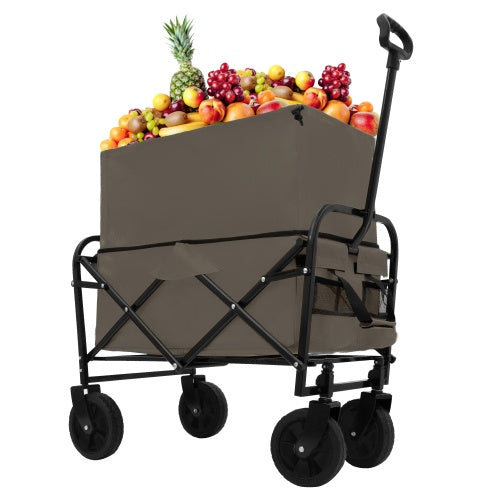 Minimeetall Multi-use Bag,Collapsible Foldable Wagon Cart Beach Wagon Heavy Duty Utility Cart Utility Wagon Grocery Cart For For Camping 3pcs Plastic Liner Bag Cover , Olive Green - Outdoor Chilling