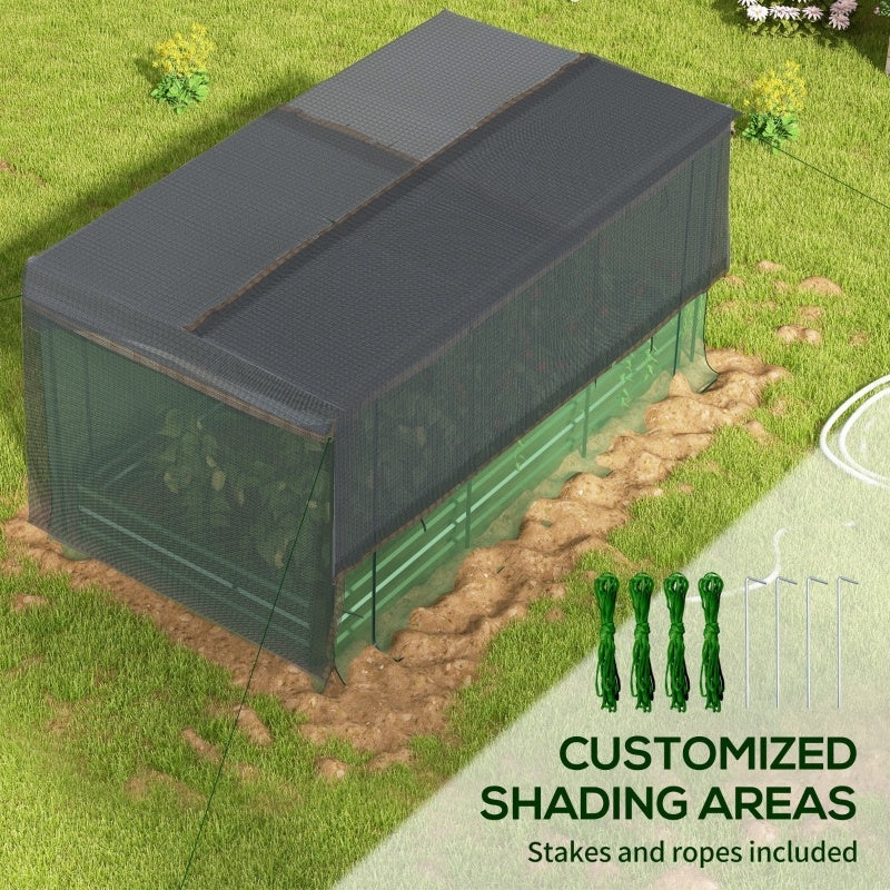 Galvanized Steel Planter Box With Crop Cage And Shade Cloth, Raised Garden Bed-Green