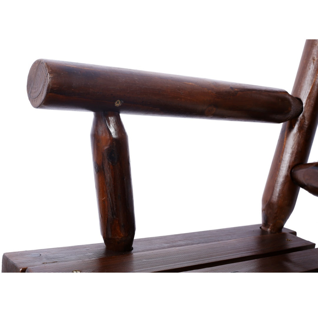 Outdoor Solid Wood Rocking Chair Bench Carbonized Double Rocking Chair For 2 People With Wide Curved Seat For Porch, Garden, Backyard, Rustic Brown - Outdoor Chilling
