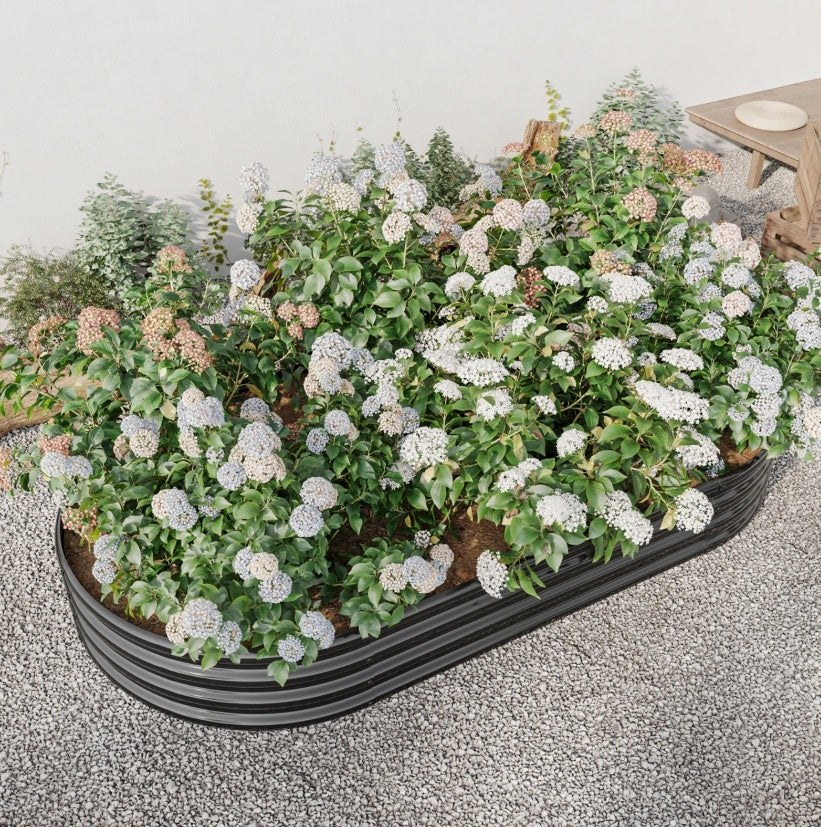 Oval Metal Elevated Garden Bed - Outdoor Chilling
