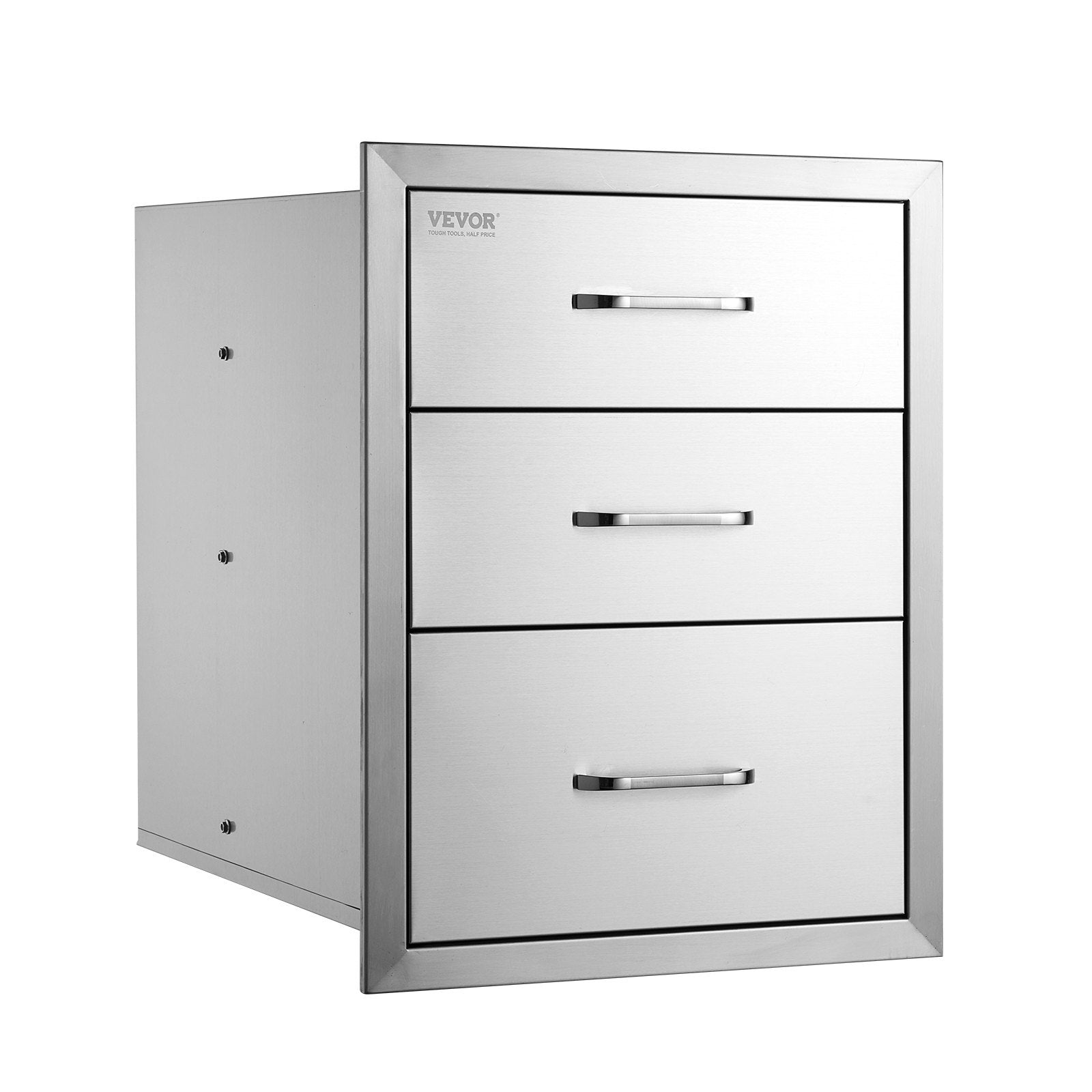 VEVOR 18x20.5 Inch Outdoor Kitchen Stainless Steel Triple Access BBQ Drawers With Chrome Handle, 18 X20.5 X 23 Inch - Outdoor Chilling