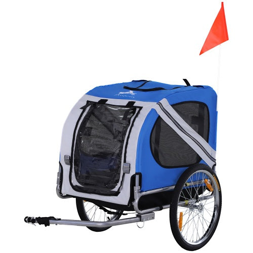 Aosom Dog Bike Trailer Pet Cart Bicycle Wagon Cargo Carrier Attachment For Travel With 3 Entrances Large Wheels For Off-Road & Mesh Screen - Outdoor Chilling
