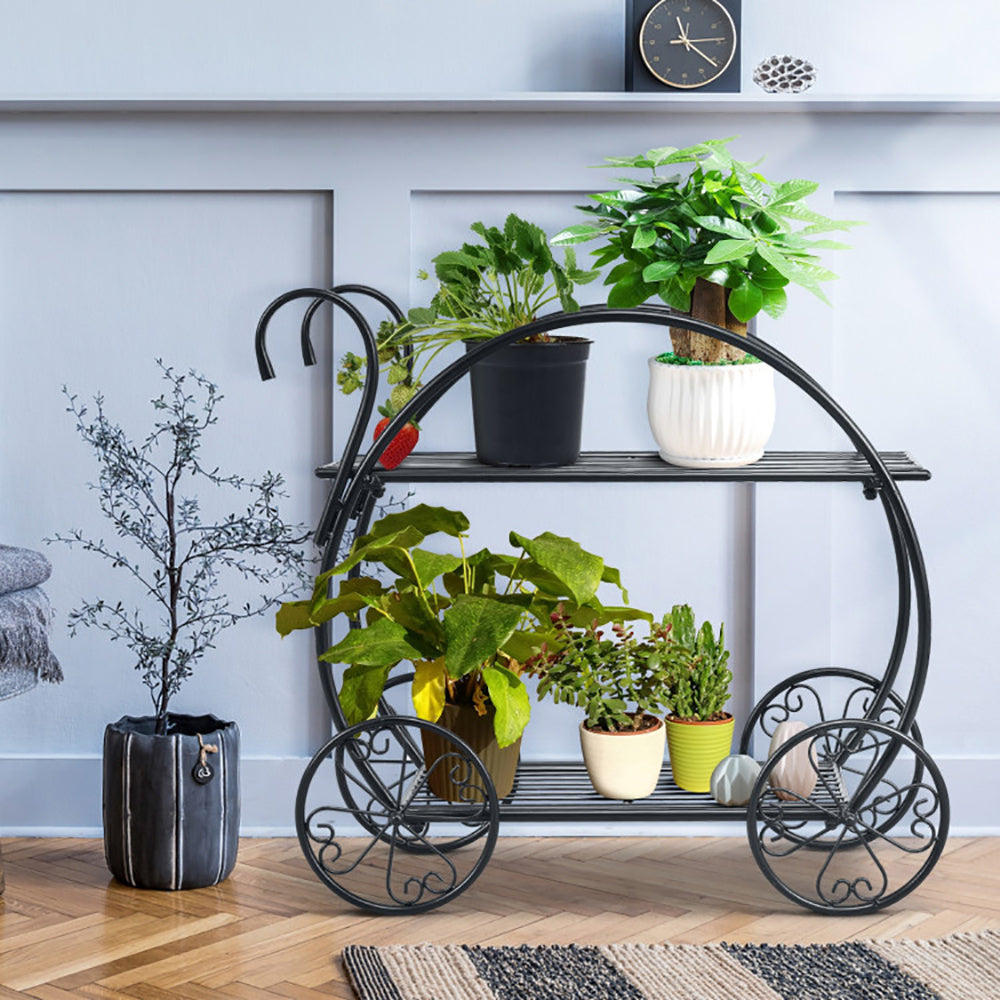 Heavy Duty Metal Flower Cart Plant Stand - Outdoor Chilling