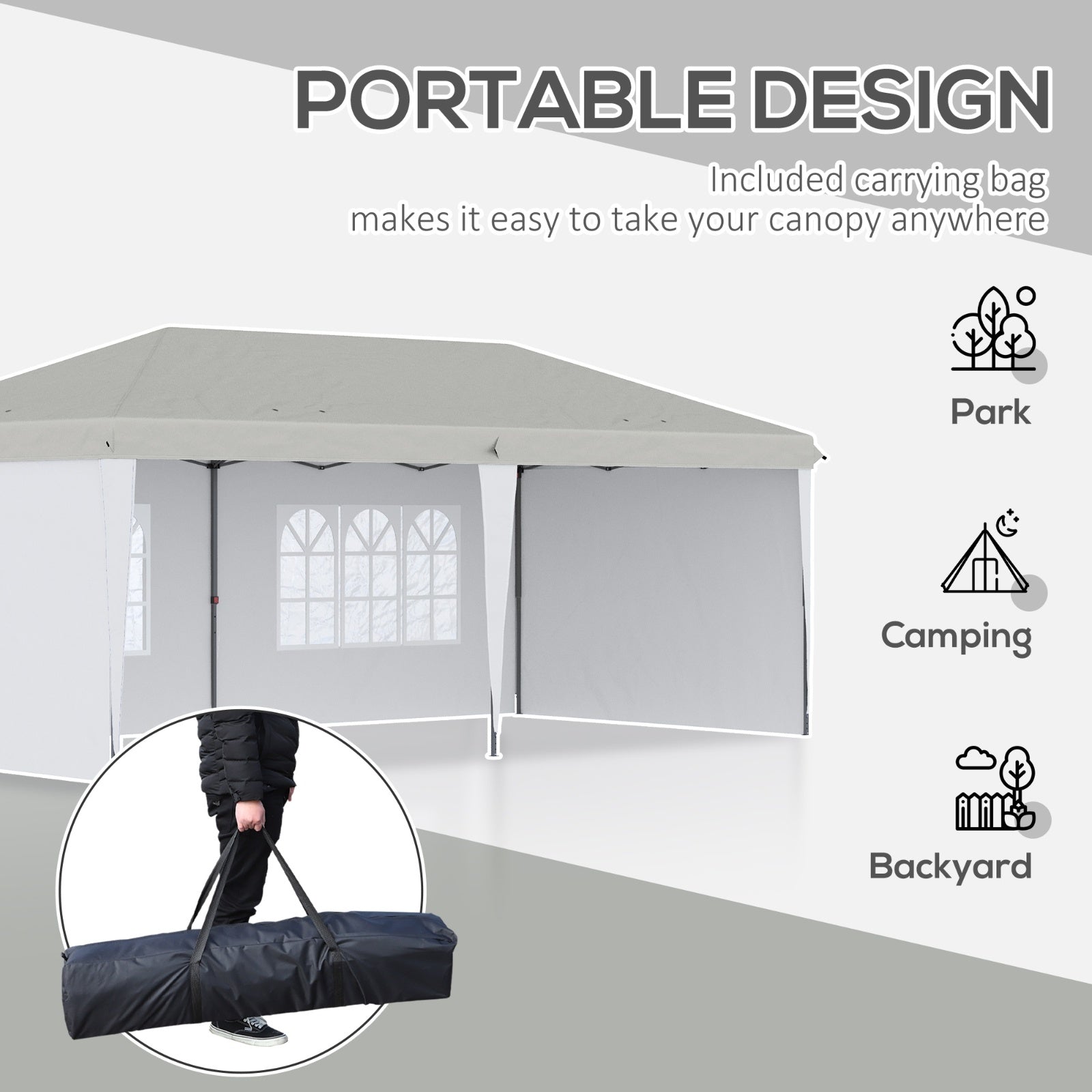 Outsunny 10' X 20' Pop Up Canopy Tent With 4 Sidewalls, Heavy Duty Tents For Parties, Outdoor Instan - Outdoor Chilling