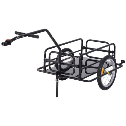 Aosom Bike Cargo Trailer, Bicycle Trailer, Heavy-Duty Bike Wagon Cart, Foldable Compact Storage, With Universal Hitch, 16 Wheels, 88 Lbs. Capacity, Black - Outdoor Chilling