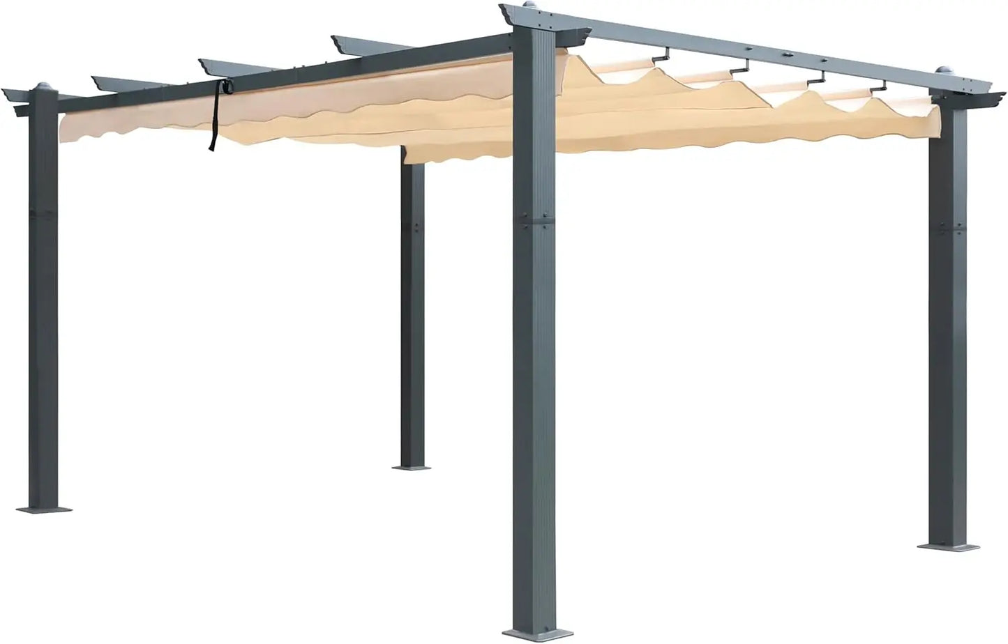 10x10ft Pergola, Metal Pergola w/Thicker Post & Upgraded Retractable Pergola Canopy, Heavy-Duty Aluminum Pergolas and Gazebos - Outdoor Chilling