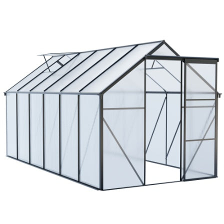 6x12 FT Polycarbonate Greenhouse Raised Base And Anchor Aluminum Heavy Duty Walk-in Greenhouses For Outdoor Backyard In All Season,Black - Outdoor Chilling