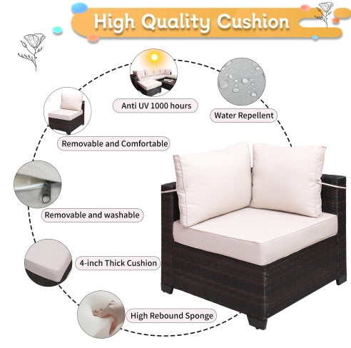 Outdoor Garden Patio Furniture 7Piece PE Rattan Wicker Cushioned Sofa Sets And Coffee Table, Patio Furniture Setoutdoor Couchoutdoor Couch Patio Furnitureoutdoor Sofapatio Couch - Outdoor Chilling