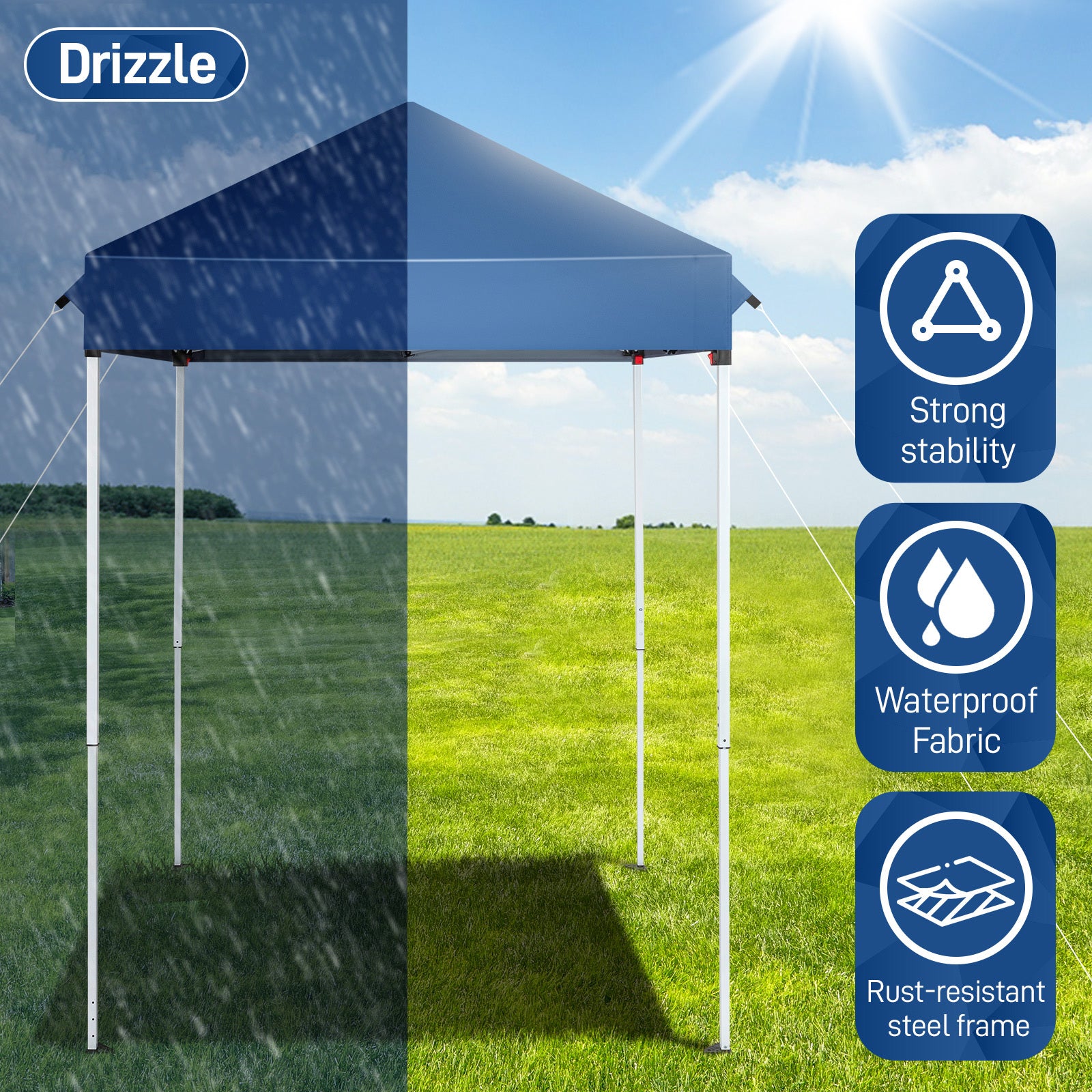 5X5ft Blue, Outdoor Awning, Foldable - Outdoor Chilling