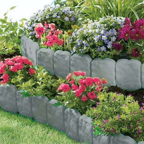 Garden Edge, Imitation Stone Effect Garden Lawn Edge, Non Digging Flexible Lawn Edge, And Flower Bed Edge Gray -20 - Outdoor Chilling