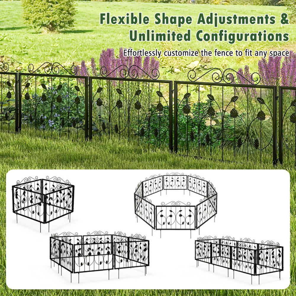 Decorative Garden Fence With 8 Panels Animal Barrier - Outdoor Chilling
