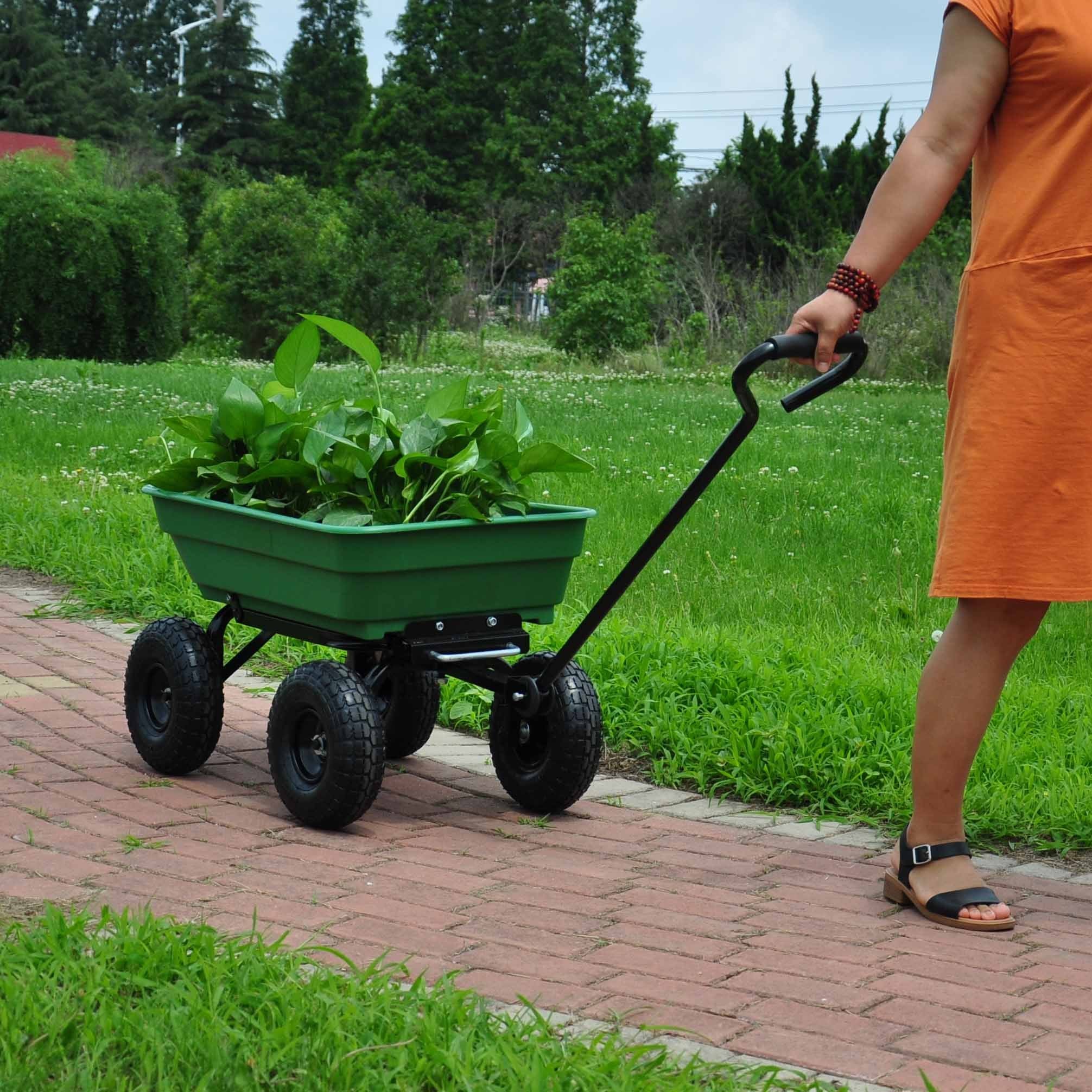 Folding Garden Dump Cart With Steel Frame And 10-in., 300-Pound Capacity - Outdoor Chilling