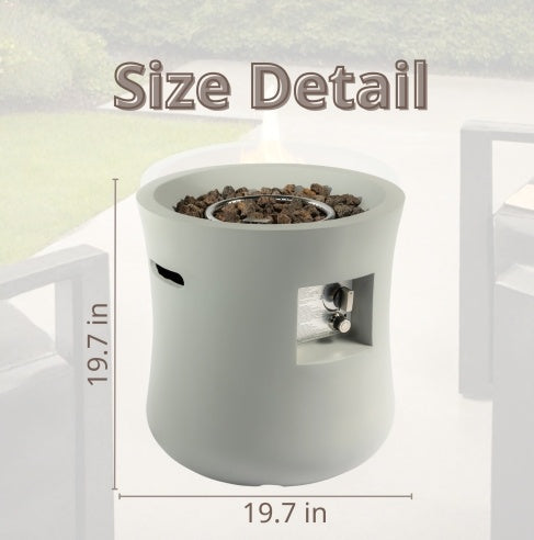 Outdoor Propane Fire Pit Table,Compact Streamlined Modern 20-inch,Round Graphite Base With Waterproof Cover,Free Lava Rocks - Outdoor Chilling