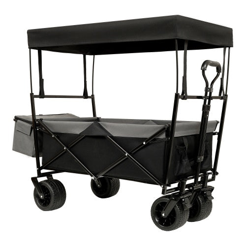 480Lbs Collapsible Wagon With Canopy,Wagon Stroller With 7 All-Terrain Wheels, Lightweight Foldable Wagon, Large Capacity For Camping, Shopping, Sports, And Garden Use,purple With Mosquito Net - Outdoor Chilling