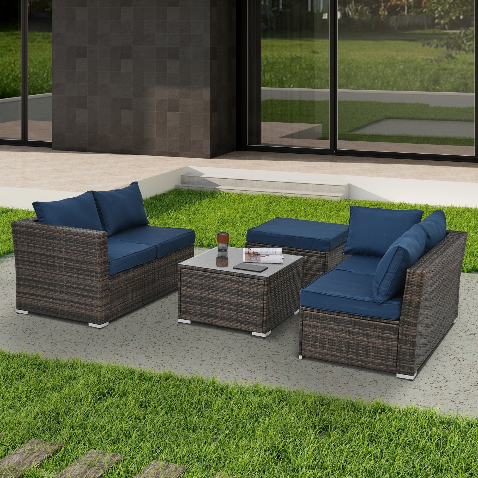 Patio Furniture, Outdoor Furniture, Seasonal PE Wicker Furniture, 4 Set Wicker Furniture With Temper - Outdoor Chilling