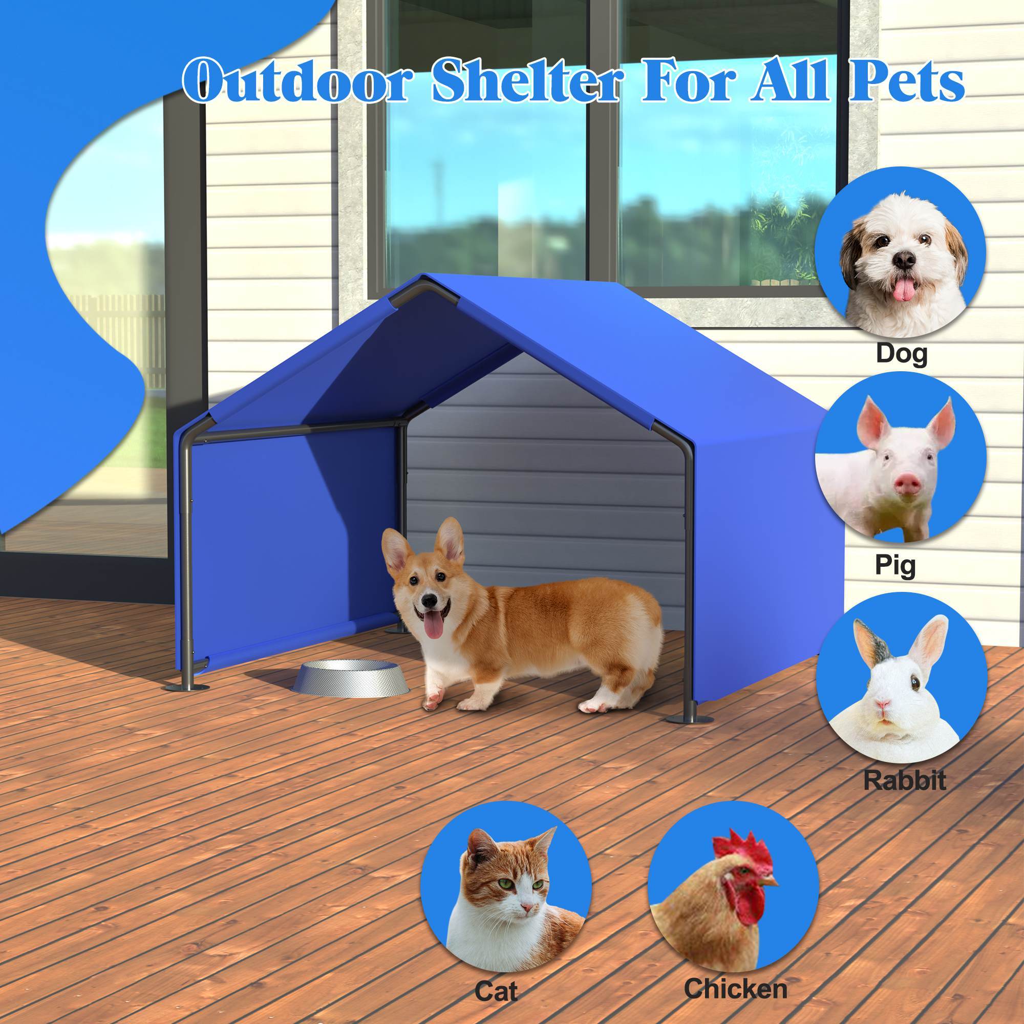 Dog Shade Shelter Outdoor Tent For Small Medium Dogs, Waterproof Sun Protection Pet House For Dogs, Small Animals And Livestock - Outdoor Chilling
