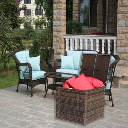 Wicker Patio Furniture Storage Box - Outdoor Chilling