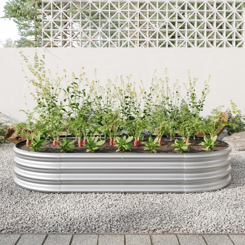 Oval Large Metal Raised Garden Bed For Plants, Vegetables, Flowers - Outdoor Chilling
