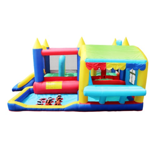 7-in-1 Inflatable Bounce House, Bouncy House With Ball Pit For Kids Indoor And Outdoor Party Family Fun, Obstacles, Toddler Jump Bounce Castle With Ball Pit For Birthday Party Gifts - Outdoor Chilling