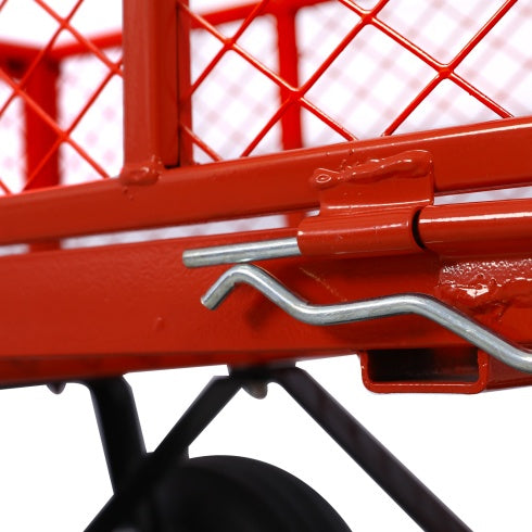 Steel Garden Cart, Steel Mesh Removable Sides, 3 Cu Ft, 550 Lb Capacity, Red - Outdoor Chilling