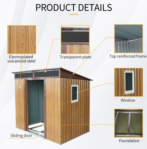 6ft x 5ft Outdoor Metal Storage Shed With Window And Transparent Plate For Garden, Lawn