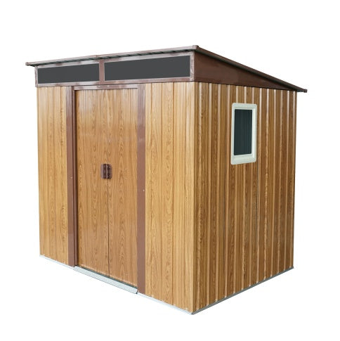 6ft x 5ft Outdoor Metal Storage Shed With Window And Transparent Plate For Garden, Lawn