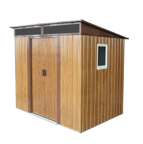 6ft x 5ft Outdoor Metal Storage Shed With Window And Transparent Plate For Garden, Lawn