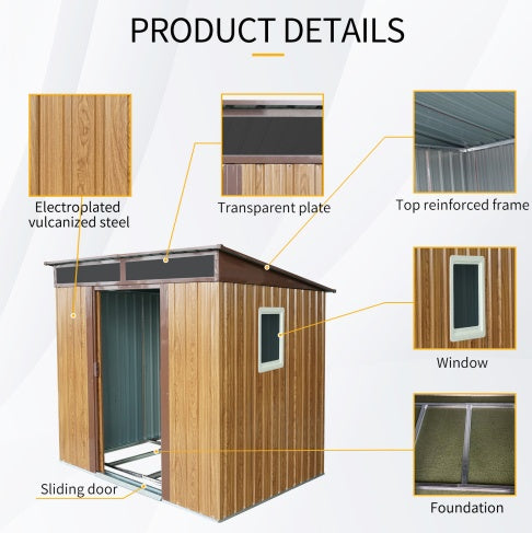 6ft x 5ft Outdoor Metal Storage Shed With Window And Transparent Plate For Garden, Lawn