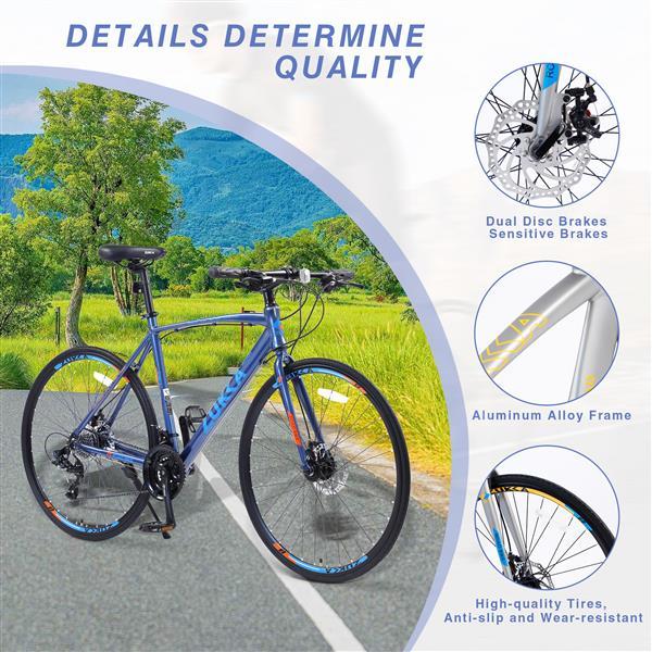 24 Speed Hybrid Bicycle Disc Brake 700C Road Bike, Suitable For Both Men And Women, City Bike - Outdoor Chilling
