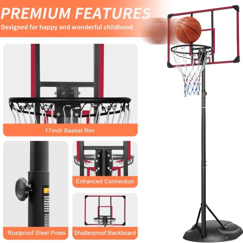 Portable Basketball Hoop System Stand Height Adjustable 7.5ft - 9.2ft With 32 Inch Backboard And Wheels For Youth Adults Indoor Outdoor Basketball Goal - Outdoor Chilling
