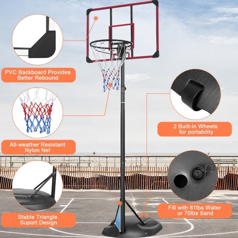 Portable Basketball Hoop System Stand Height Adjustable 7.5ft - 9.2ft With 32 Inch Backboard And Wheels For Youth Adults Indoor Outdoor Basketball Goal - Outdoor Chilling