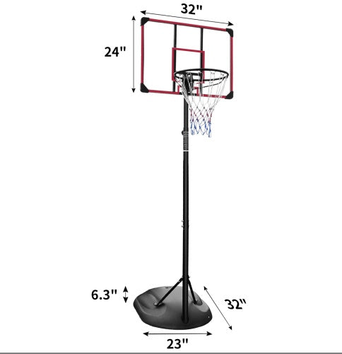 Portable Basketball Hoop System Stand Height Adjustable 7.5ft - 9.2ft With 32 Inch Backboard And Wheels For Youth Adults Indoor Outdoor Basketball Goal - Outdoor Chilling