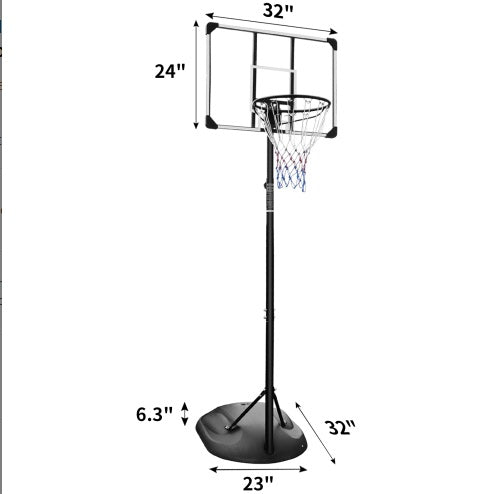 Portable Basketball Hoop System Stand Height Adjustable 7.5ft - 9.2ft With 32 Inch Backboard And Wheels For Youth Adults Indoor Outdoor Basketball Goal - Outdoor Chilling