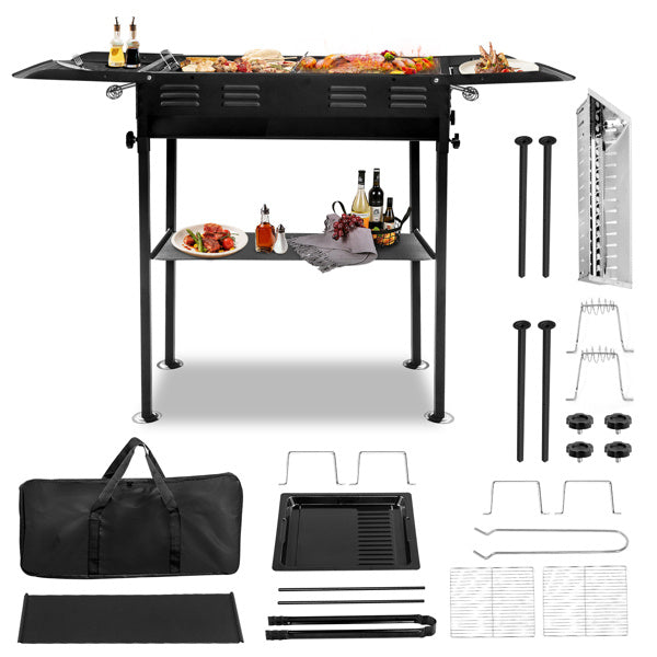20.3x33x69.8cm Rectangular, Black, Iron, Barbecue Grill - Outdoor Chilling