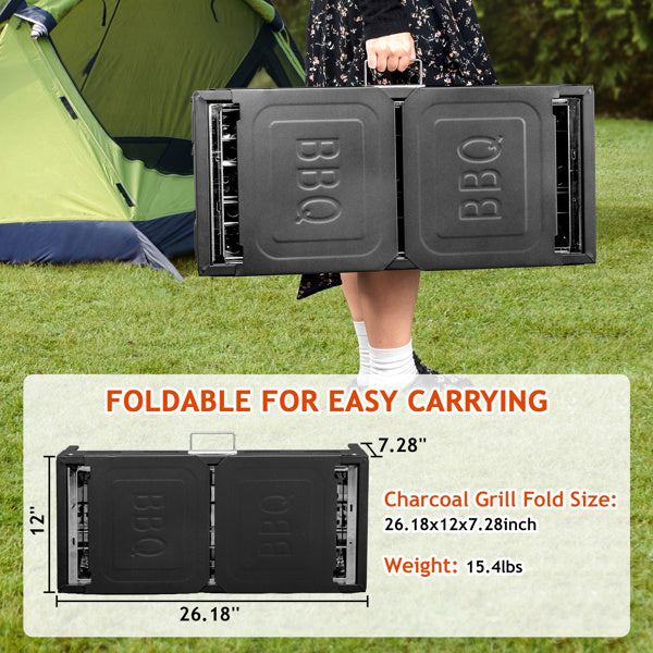 20.3x33x69.8cm Rectangular, Black, Iron, Barbecue Grill - Outdoor Chilling