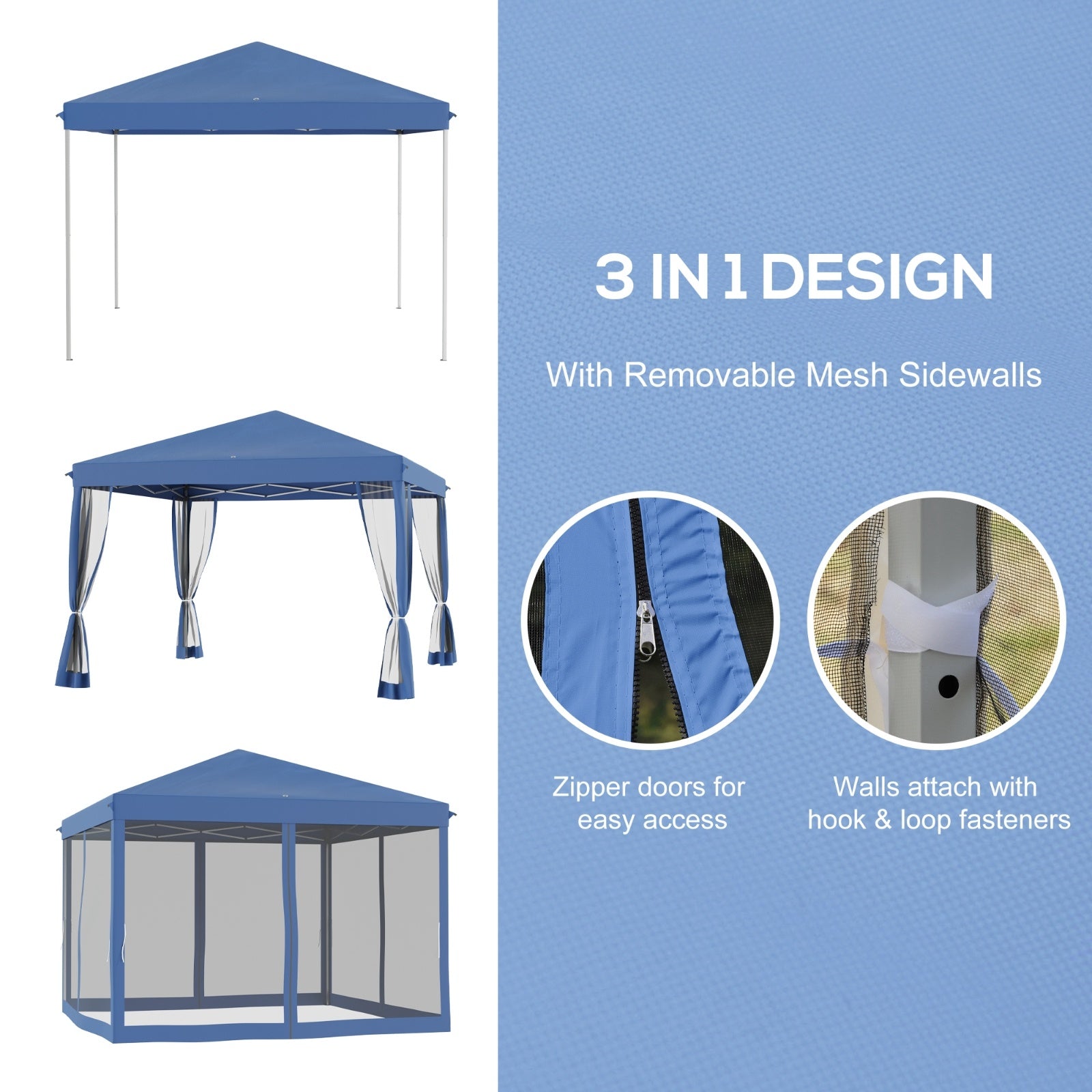 Outsunny 10' X10' Pop Up Canopy Tent With Netting, Instant Gazebo, Ez Up Screen House Room With Car - Outdoor Chilling
