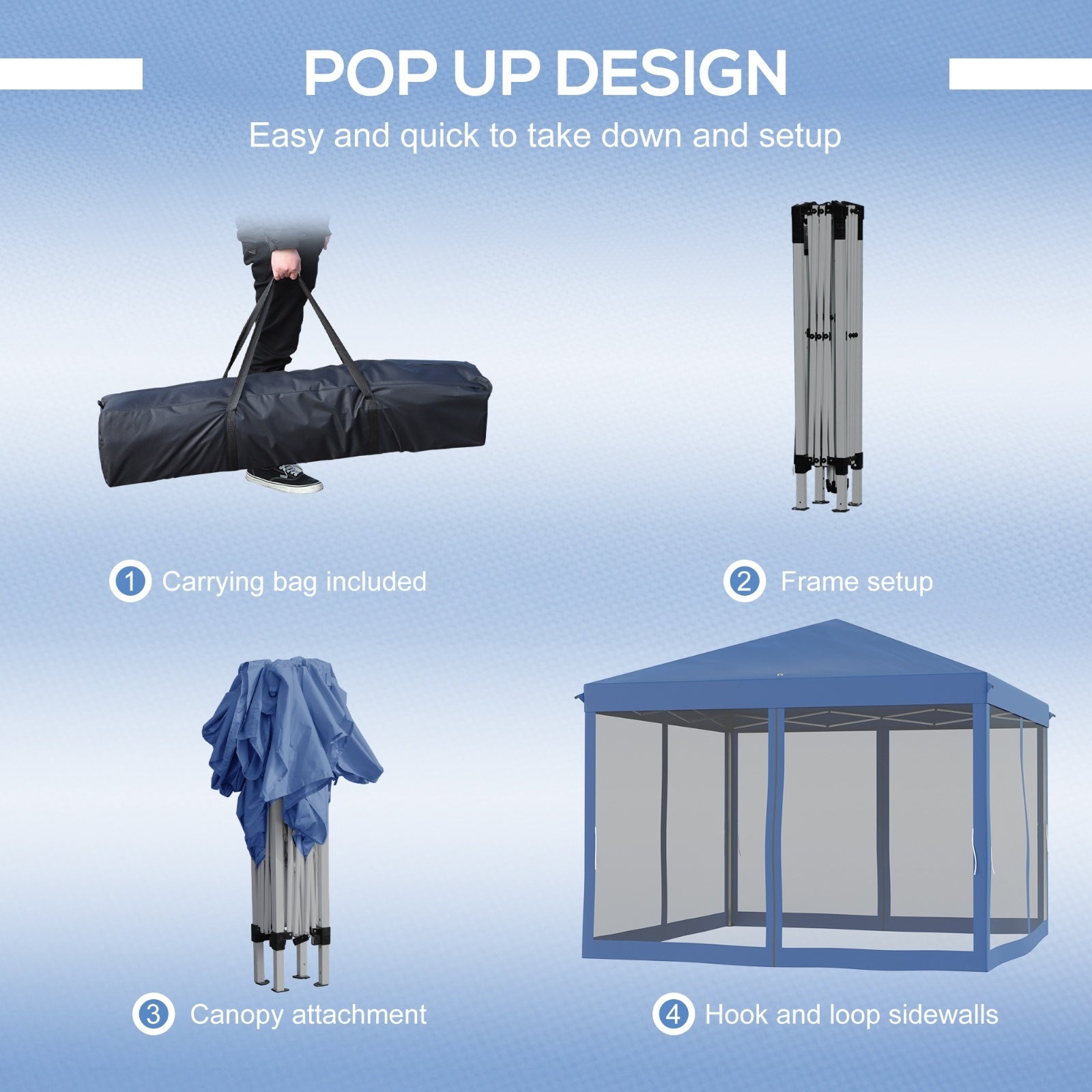 Outsunny 10' X10' Pop Up Canopy Tent With Netting, Instant Gazebo, Ez Up Screen House Room With Car - Outdoor Chilling