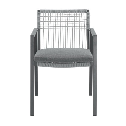 Outdoor Dining Chair Set Of 2, Aluminum Rope , Outdoor Armchair Seating For Patio Backyard Poolside Balcony, Cushion Included - Outdoor Chilling