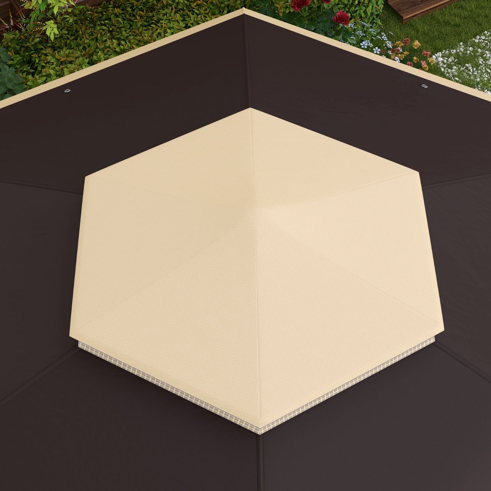 Outsunny 13' X 13' Pop Up Gazebo, Hexagonal Canopy Shelter With 6 Zippered Mesh Netting, Event Tent - Outdoor Chilling