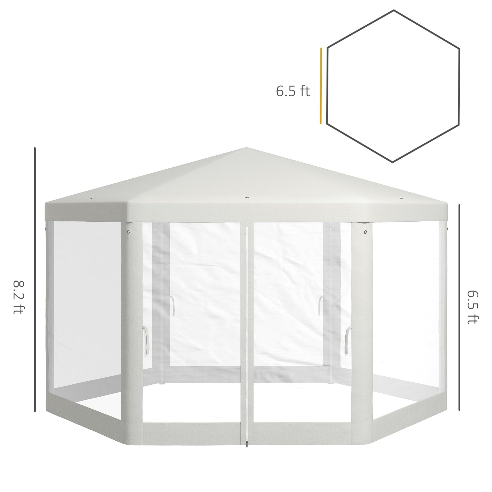 Outsunny 13' X 11' Outdoor Party Tent, Hexagon Sun Shade Shelter Canopy With Protective Mesh Screen - Outdoor Chilling