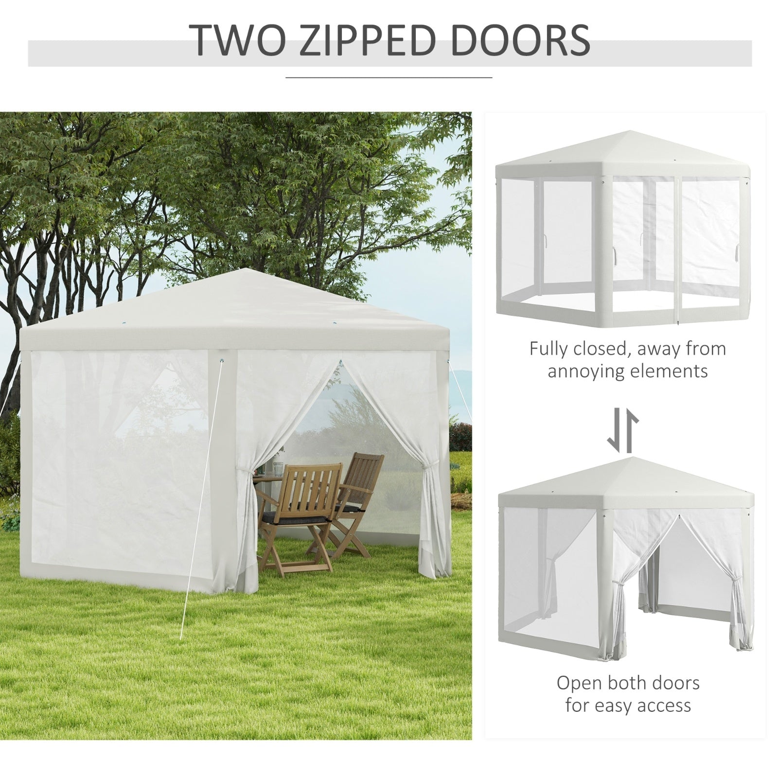 Outsunny 13' X 11' Outdoor Party Tent, Hexagon Sun Shade Shelter Canopy With Protective Mesh Screen - Outdoor Chilling